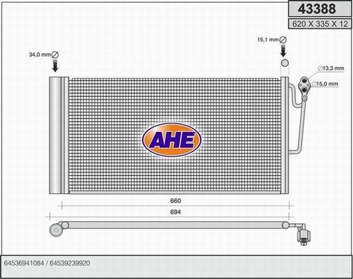 AHE 43388 - Конденсатор кондиционера autodif.ru