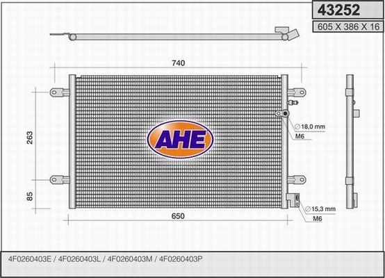 AHE 43252 - Конденсатор кондиционера autodif.ru