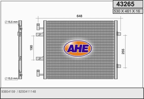 AHE 43265 - Конденсатор кондиционера autodif.ru