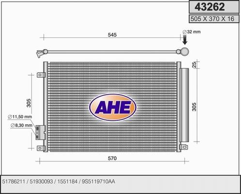 AHE 43262 - Конденсатор кондиционера autodif.ru