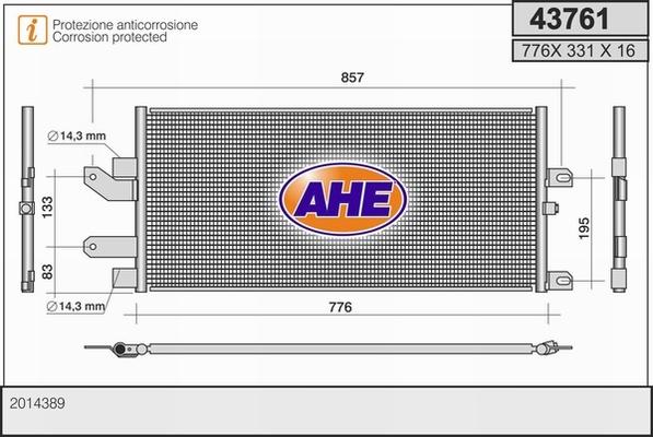 AHE 43761 - Конденсатор кондиционера autodif.ru