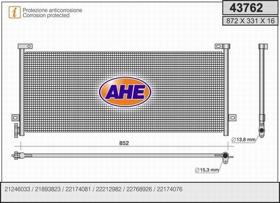 AHE 43762 - Конденсатор кондиционера autodif.ru