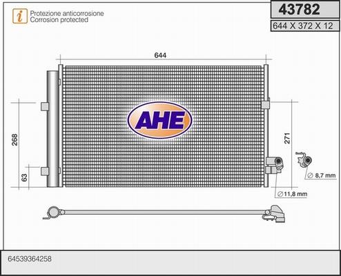 AHE 43782 - Конденсатор кондиционера autodif.ru