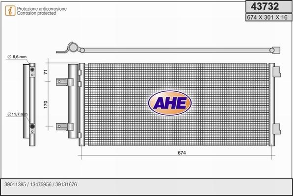 AHE 43732 - Конденсатор кондиционера autodif.ru