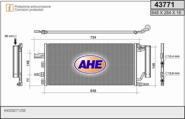 AHE 43771 - Конденсатор кондиционера autodif.ru