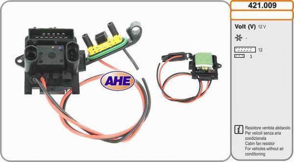 AHE 421.009 - Дополнительный резистор, электромотор - вентилятор радиатора autodif.ru