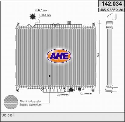 AHE 142.034 - Радиатор, охлаждение двигателя autodif.ru