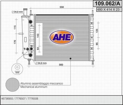 AHE 109.062/A - Радиатор, охлаждение двигателя autodif.ru