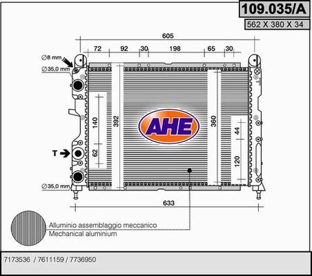 AHE 109.035/A - Радиатор, охлаждение двигателя autodif.ru