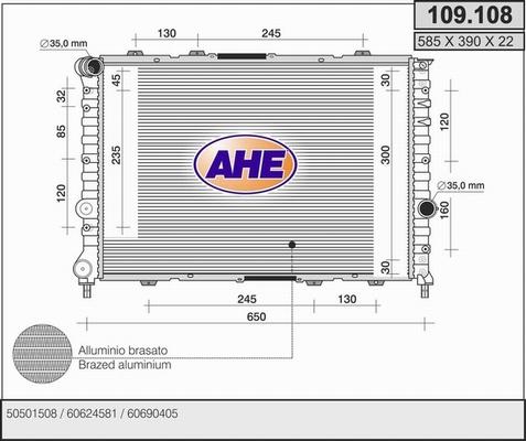 AHE 109.108 - Радиатор, охлаждение двигателя autodif.ru