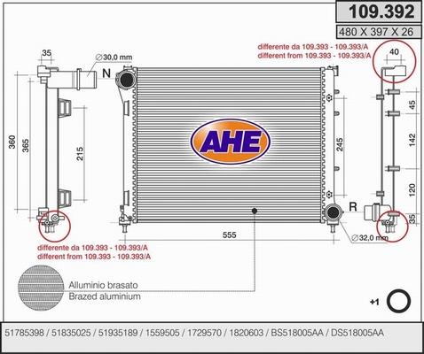 AHE 109.392 - Радиатор, охлаждение двигателя autodif.ru