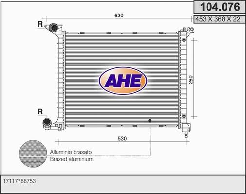 AHE 104.076 - Радиатор, охлаждение двигателя autodif.ru