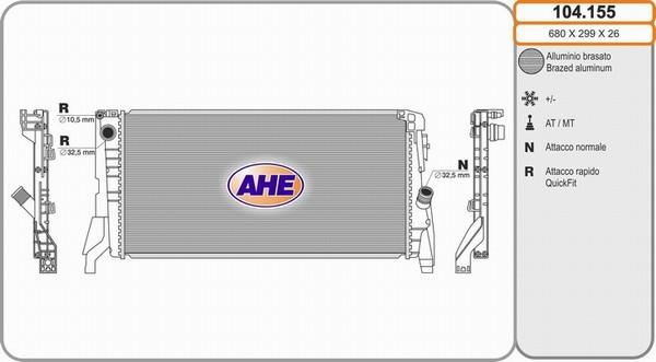 AHE 104.155 - Радиатор, охлаждение двигателя autodif.ru