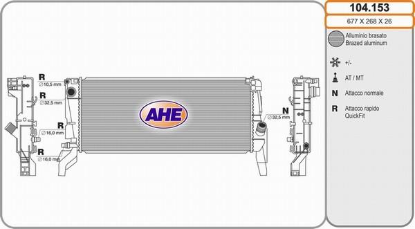 AHE 104.153 - Радиатор, охлаждение двигателя autodif.ru