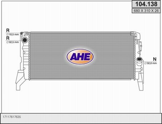 AHE 104.138 - Радиатор, охлаждение двигателя autodif.ru