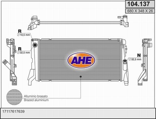 AHE 104.137 - Радиатор, охлаждение двигателя autodif.ru