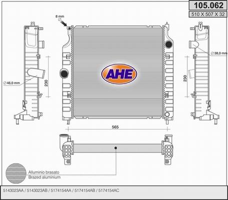 AHE 105.062 - Радиатор, охлаждение двигателя autodif.ru
