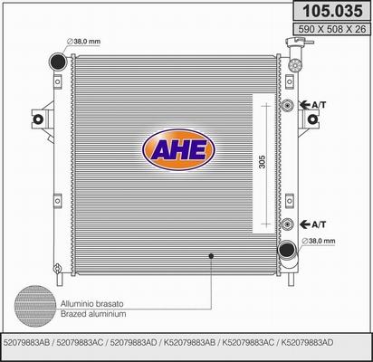 AHE 105.035 - Радиатор, охлаждение двигателя autodif.ru