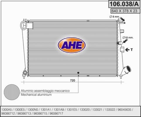 AHE 106.038/A - Радиатор, охлаждение двигателя autodif.ru