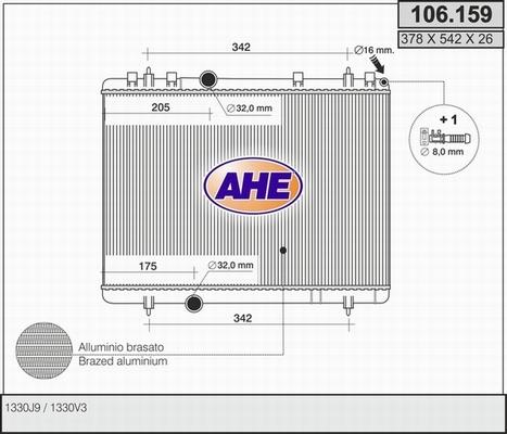 AHE 106.159 - Радиатор, охлаждение двигателя autodif.ru