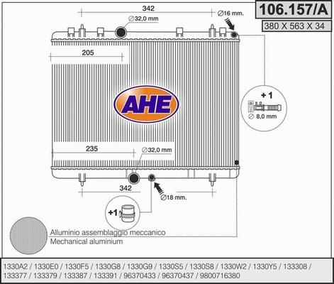 AHE 106.157/A - Радиатор, охлаждение двигателя autodif.ru