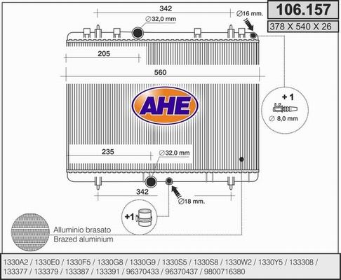 AHE 106.157 - Радиатор, охлаждение двигателя autodif.ru