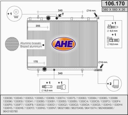 AHE 106.170 - Радиатор, охлаждение двигателя autodif.ru