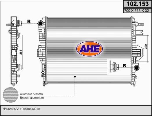 AHE 102.153 - Радиатор, охлаждение двигателя autodif.ru