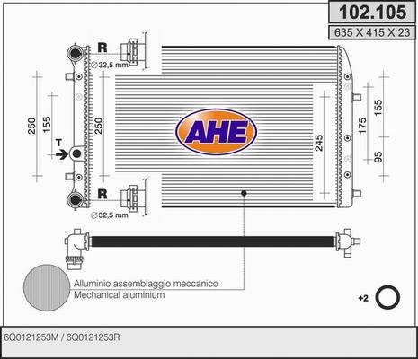 AHE 102.105 - Радиатор, охлаждение двигателя autodif.ru