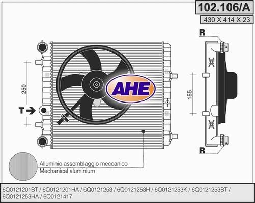 AHE 102.106/A - Радиатор, охлаждение двигателя autodif.ru