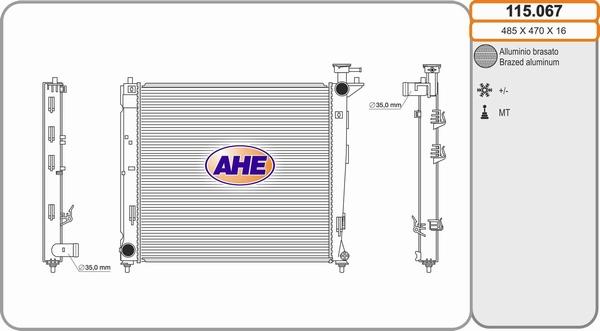 AHE 115.067 - Радиатор, охлаждение двигателя autodif.ru