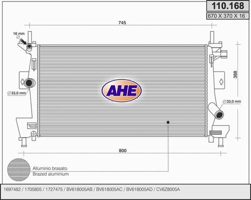 AHE 110.168 - Радиатор, охлаждение двигателя autodif.ru