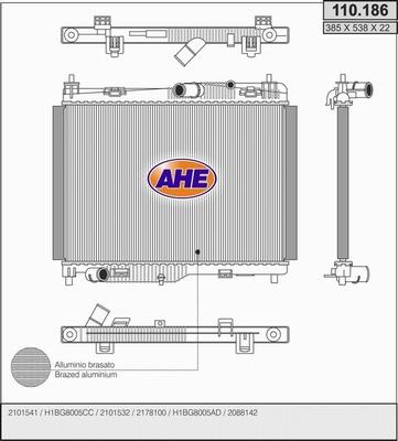 AHE 110.186 - Радиатор, охлаждение двигателя autodif.ru