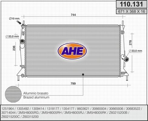 AHE 110.131 - Радиатор, охлаждение двигателя autodif.ru