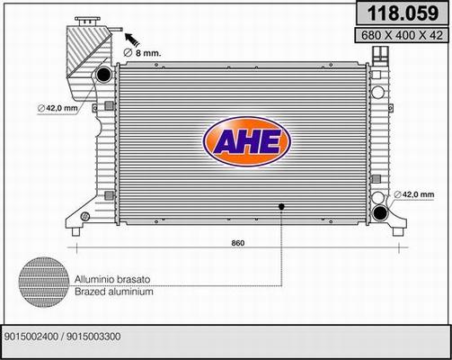 AHE 118.059 - Радиатор, охлаждение двигателя autodif.ru