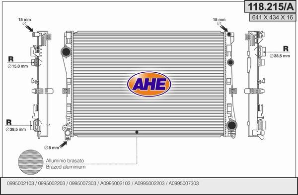 AHE 118.215/A - Радиатор, охлаждение двигателя autodif.ru
