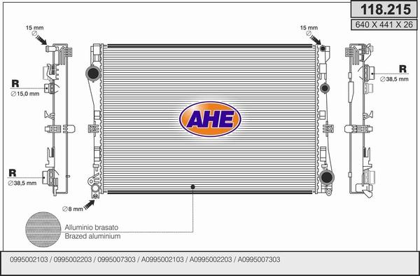 AHE 118.215 - Радиатор, охлаждение двигателя autodif.ru