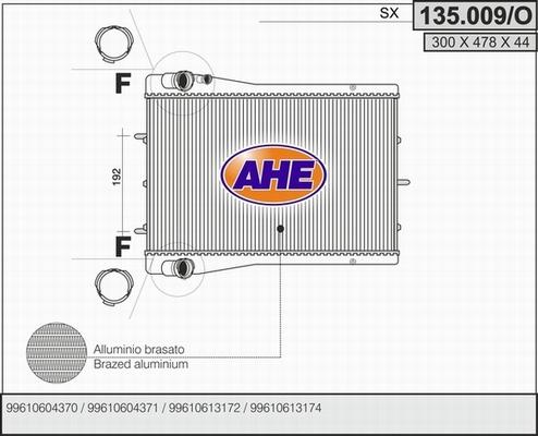 AHE 135.009/O - Радиатор, охлаждение двигателя autodif.ru