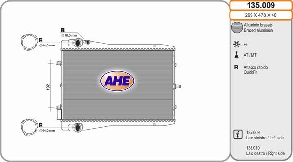 AHE 135.009 - Радиатор, охлаждение двигателя autodif.ru