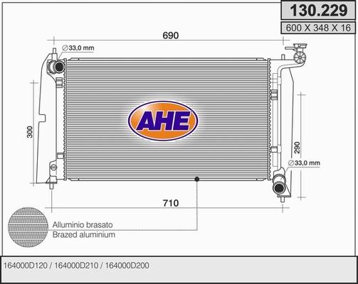 AHE 130.229 - Радиатор, охлаждение двигателя autodif.ru
