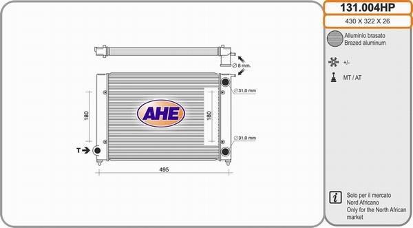 AHE 131.004HP - Радиатор, охлаждение двигателя autodif.ru