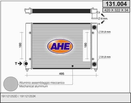 AHE 131.004 - Радиатор, охлаждение двигателя autodif.ru