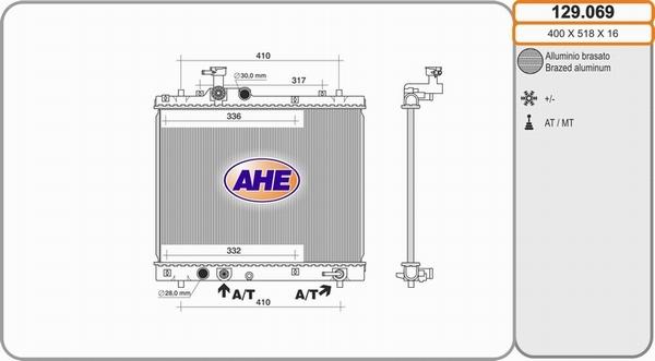 AHE 129.069 - Радиатор, охлаждение двигателя autodif.ru
