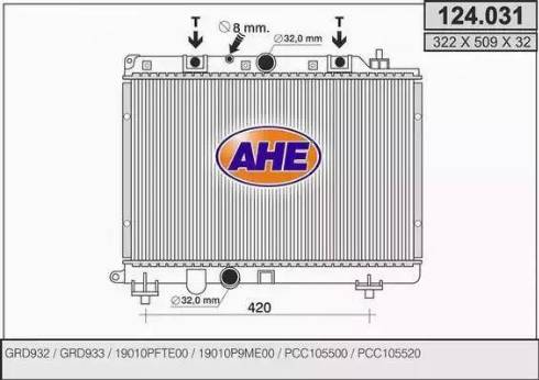 AHE 124.031 - Радиатор, охлаждение двигателя autodif.ru