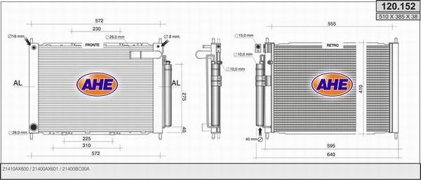 AHE 120.152 - Радиатор, охлаждение двигателя autodif.ru