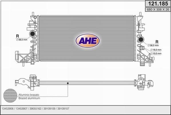 AHE 121.185 - Радиатор, охлаждение двигателя autodif.ru