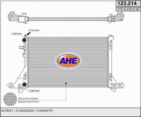 AHE 123.214 - Радиатор, охлаждение двигателя autodif.ru