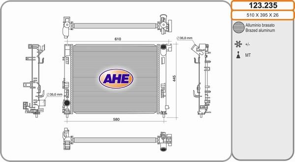 AHE 123235 - Радиатор, охлаждение двигателя autodif.ru