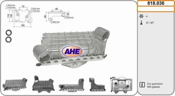 AHE 818.036 - Масляный радиатор, двигательное масло autodif.ru