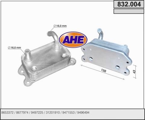 AHE 832.004 - Масляный радиатор, двигательное масло autodif.ru